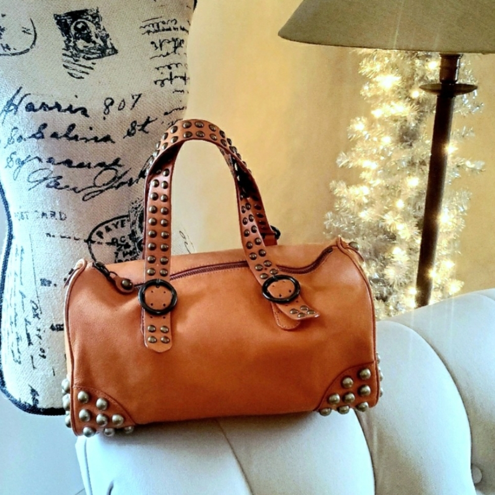 💯 Linea Pelle Alex Studded Boston Bag